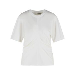 Róhe Draped T-Shirt In White Cotton Blend Women